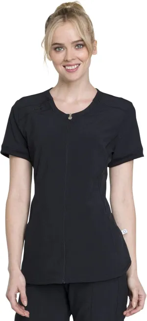 Infinity Women's Scrub Top Zip Front V-Neck Top with 4 Pocket 360° Stretch & Moisture Wicking Technology CK810A