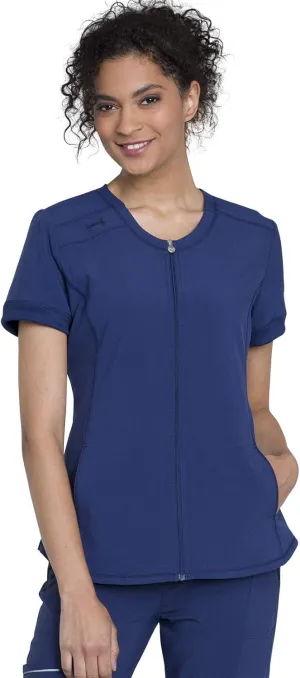 Infinity Women's Scrub Top Zip Front V-Neck Top with 4 Pocket 360° Stretch & Moisture Wicking Technology CK810A
