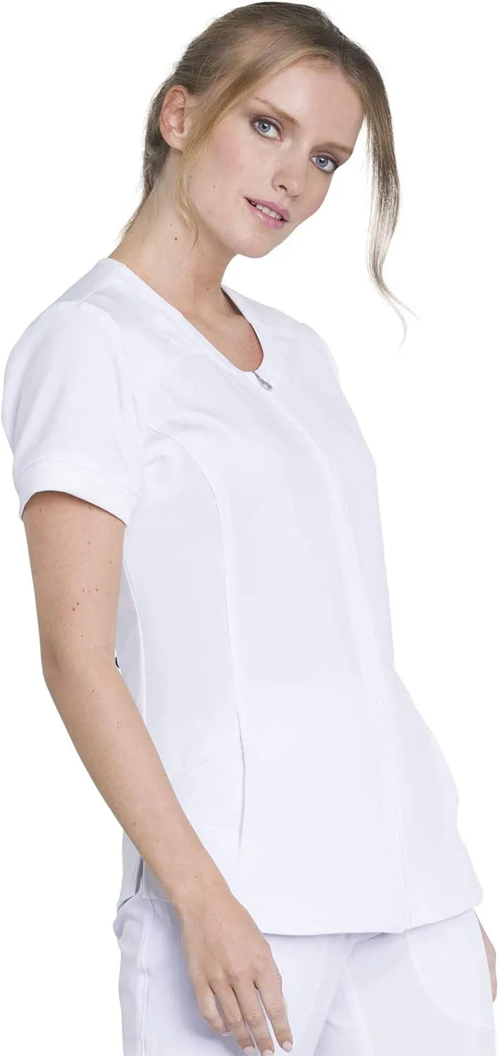 Infinity Women's Scrub Top Zip Front V-Neck Top with 4 Pocket 360° Stretch & Moisture Wicking Technology CK810A