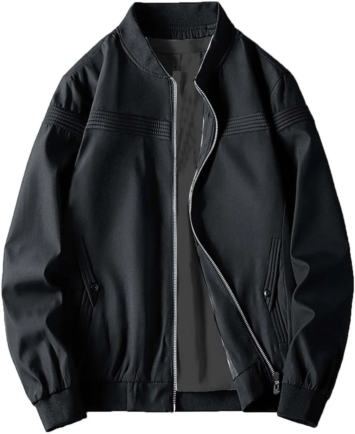 Jacket Men Spring and Autumn Casual Men's Handsome Pilot Zip Fx Standing Jacket Outdoor Fashion Coat for Men Mens