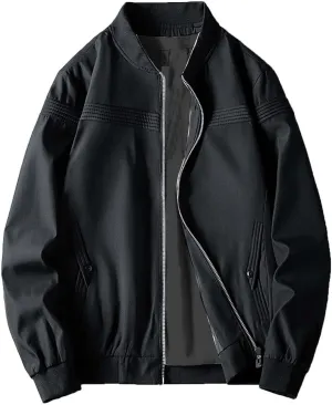 Jacket Men Spring and Autumn Casual Men's Handsome Pilot Zip Fx Standing Jacket Outdoor Fashion Coat for Men Mens