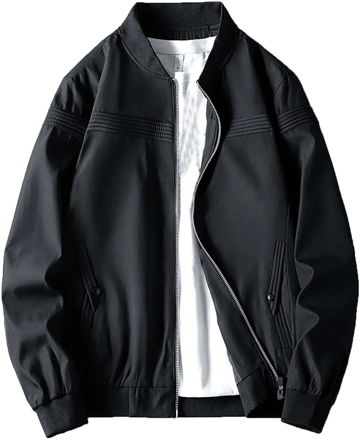 Jacket Men Spring and Autumn Casual Men's Handsome Pilot Zip Fx Standing Jacket Outdoor Fashion Coat for Men Mens