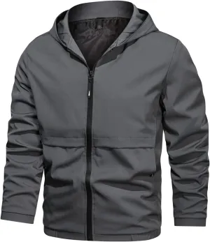 JEShifangjiusu Men'S Waterproof Breathable Hooded Lightweight Sportswear Windbreaker Jacket Raincoat Outdoor Puffer Jacket