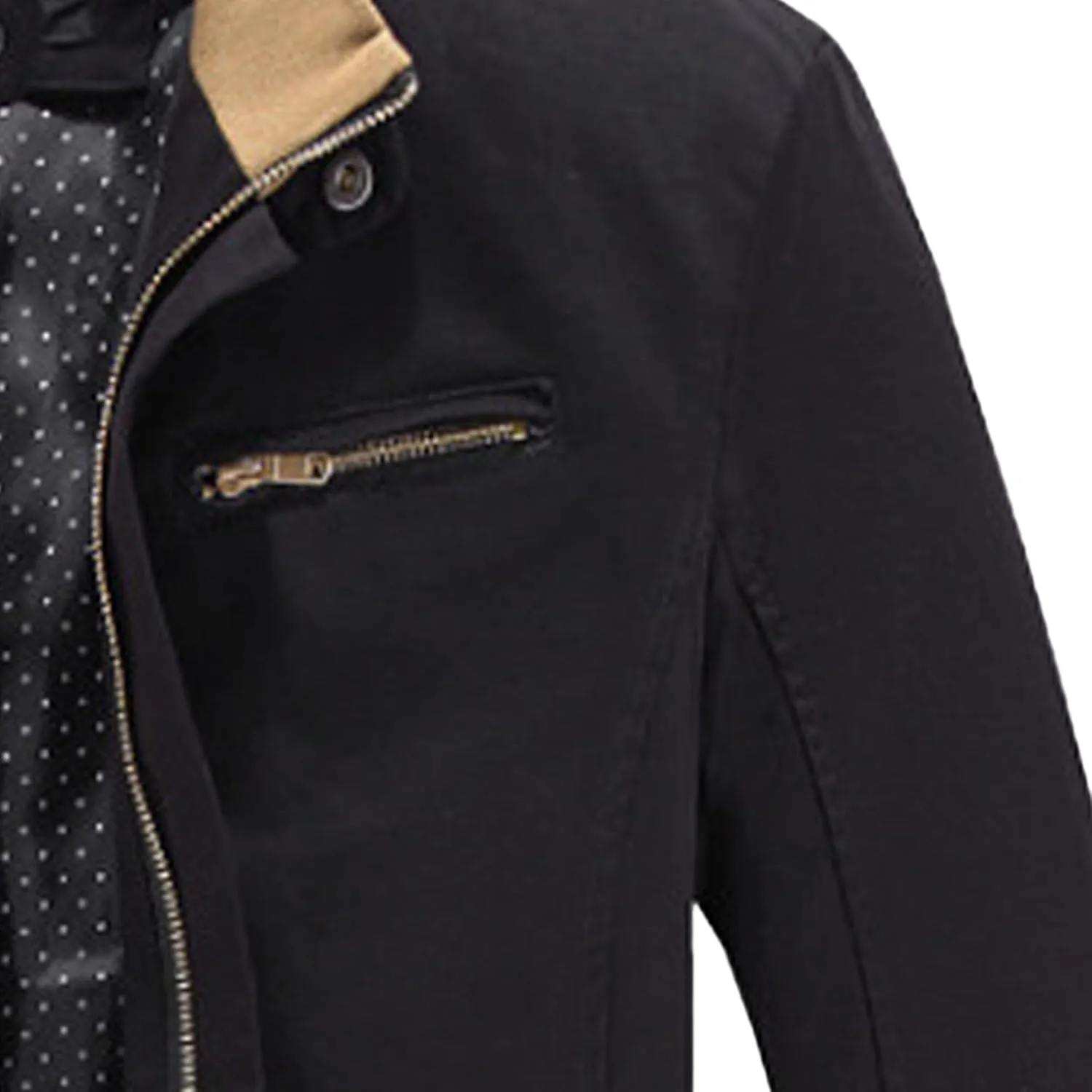JEsilunmaMY Men's Slim Cargo Cotton Jacket Stand Collar Zipper Lightweight Jackets Casual Sportwear Rib Bomber Jackets