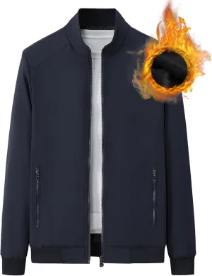 JEsilunmaMY Men's Stand Collar Bomber Padded Coats Zip Up Casual Business Sportwear Stylish Lightweight Warm Windbreakers