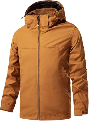JEsilunmaMY Men's Windproof Hooded Windbreaker Long Sleeve Waterproof Outdoor Sportwear Mountain Hiking Jacket Raincoat