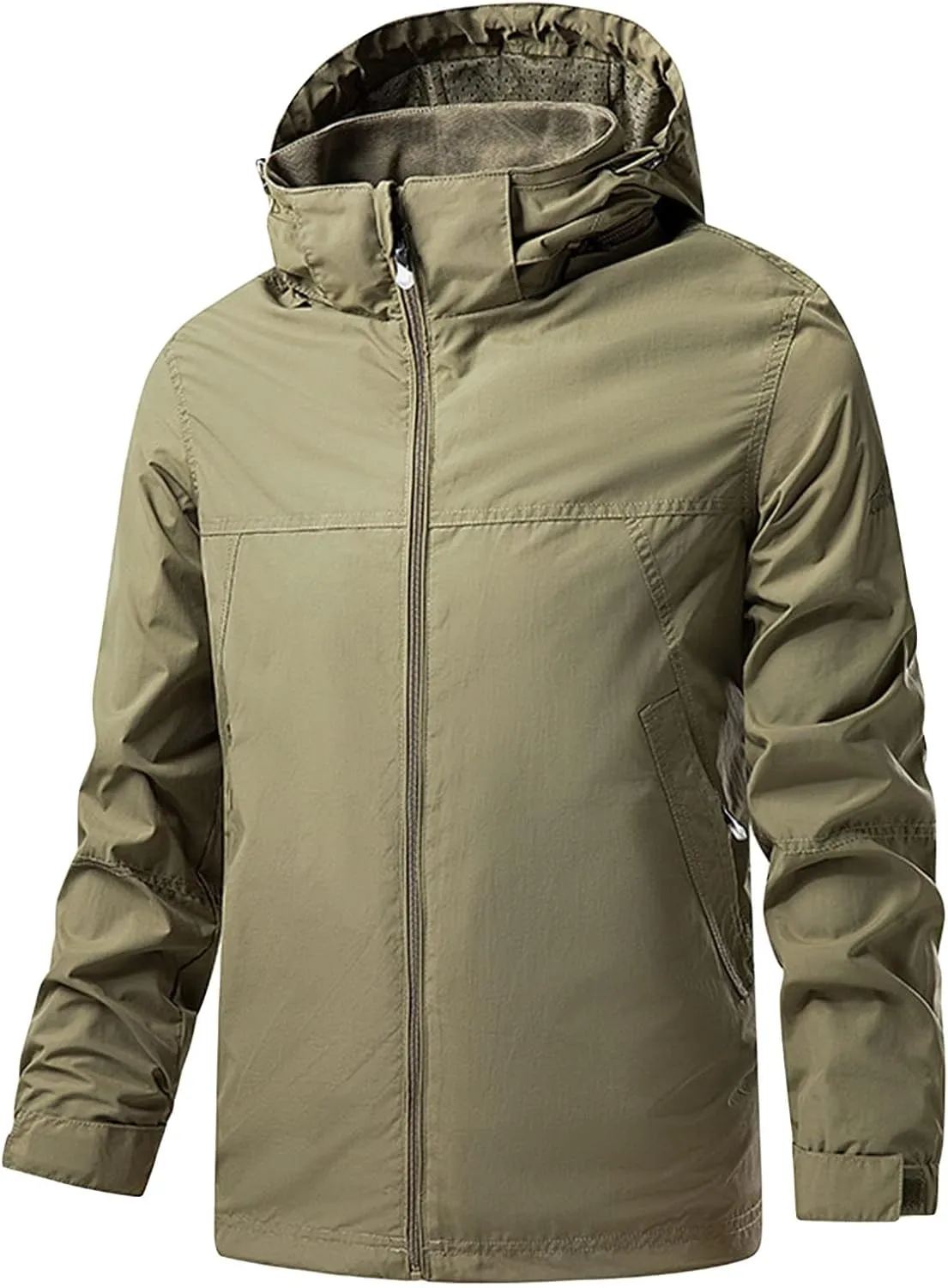 JEsilunmaMY Men's Windproof Hooded Windbreaker Long Sleeve Waterproof Outdoor Sportwear Mountain Hiking Jacket Raincoat