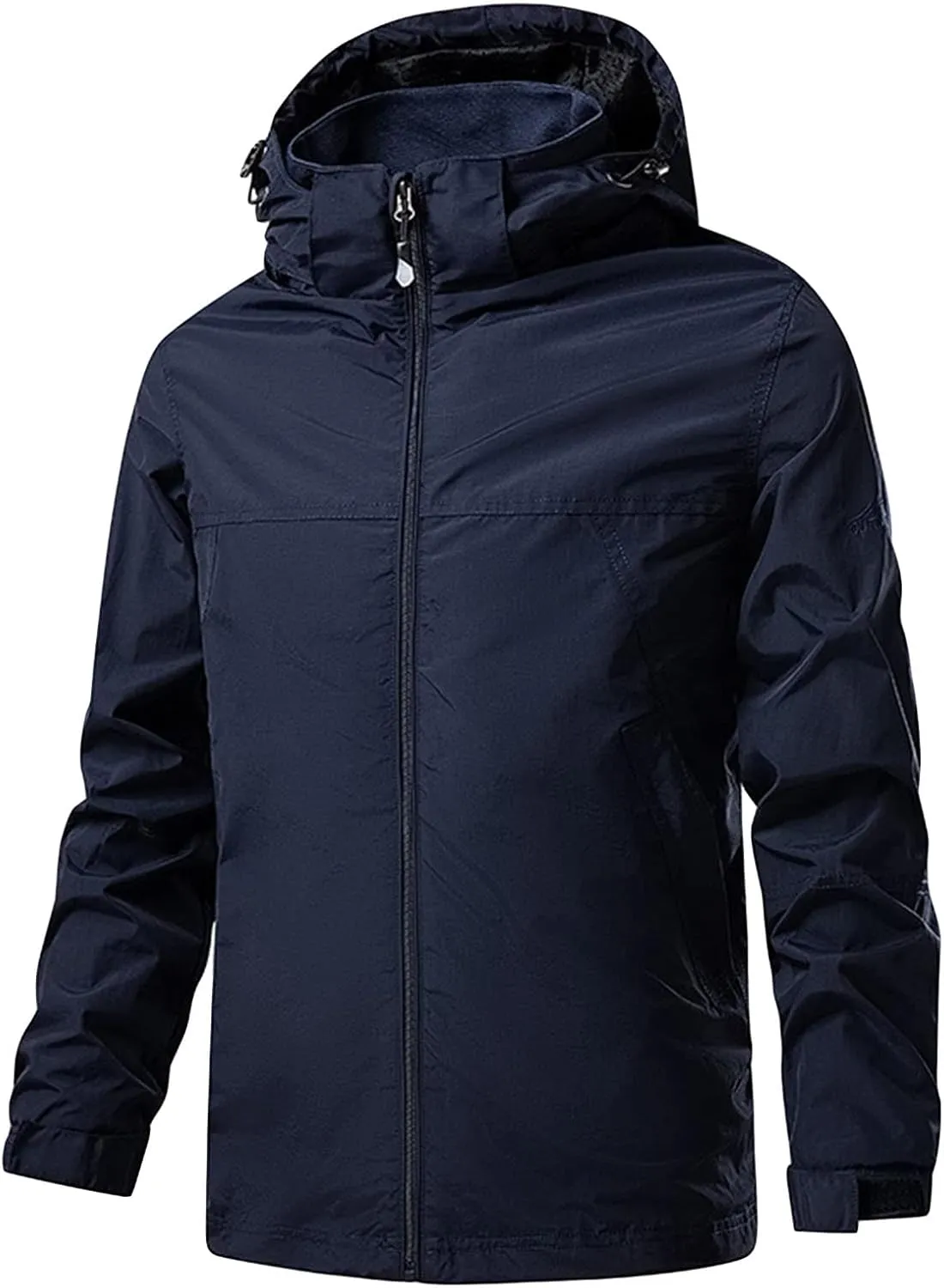 JEsilunmaMY Men's Windproof Hooded Windbreaker Long Sleeve Waterproof Outdoor Sportwear Mountain Hiking Jacket Raincoat
