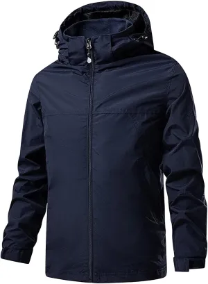 JEsilunmaMY Men's Windproof Hooded Windbreaker Long Sleeve Waterproof Outdoor Sportwear Mountain Hiking Jacket Raincoat