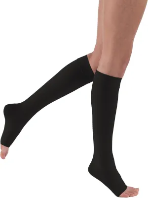 JOBST Relief Knee High Graduated Compression Socks, 15-20 mmHg - Comfortable Unisex Design - Open Toe, Black, Medium Petite