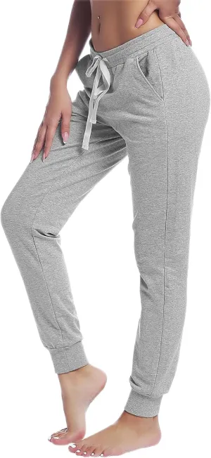 Joyaria Womens Active Yoga Sweatpants Workout Drawstring Jogger Pants with Pockets Sportwear(Light Grey,XL)
