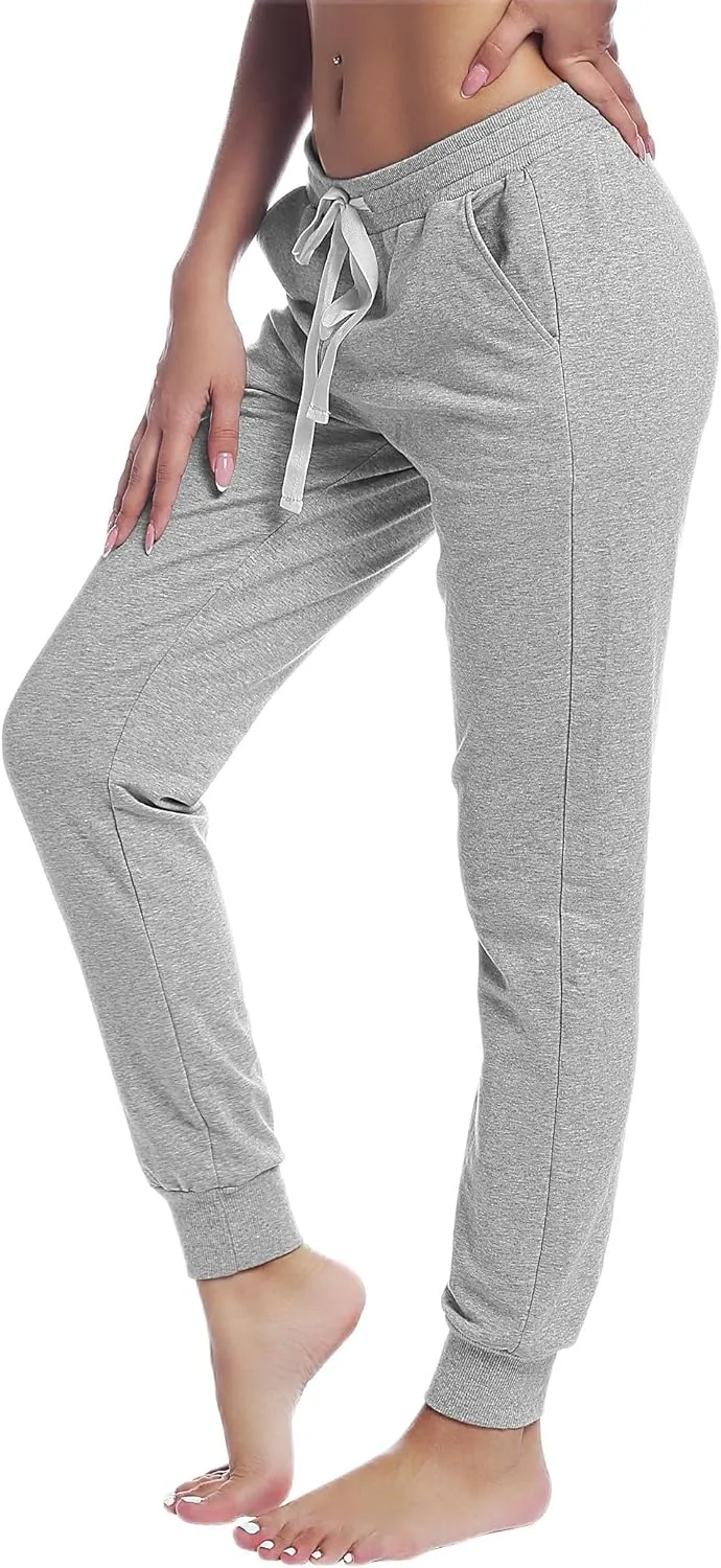 Joyaria Womens Active Yoga Sweatpants Workout Drawstring Jogger Pants with Pockets Sportwear(Light Grey,XL)