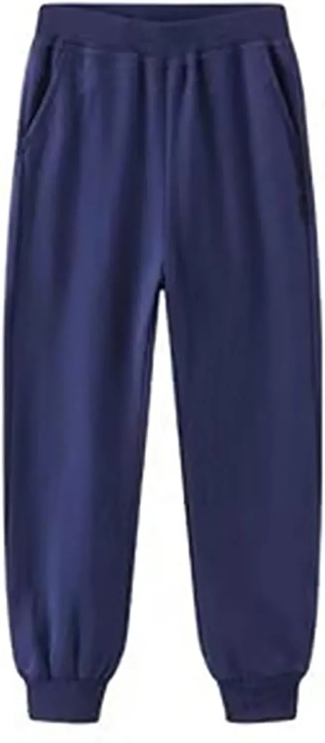 Kids Cotton Sweatpants Elastic Waist Solid Soft Athletic Sport Long Pants Boys Girls Running Jogger Casual Bottoms