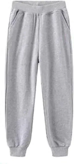 Kids Cotton Sweatpants Elastic Waist Solid Soft Athletic Sport Long Pants Boys Girls Running Jogger Casual Bottoms