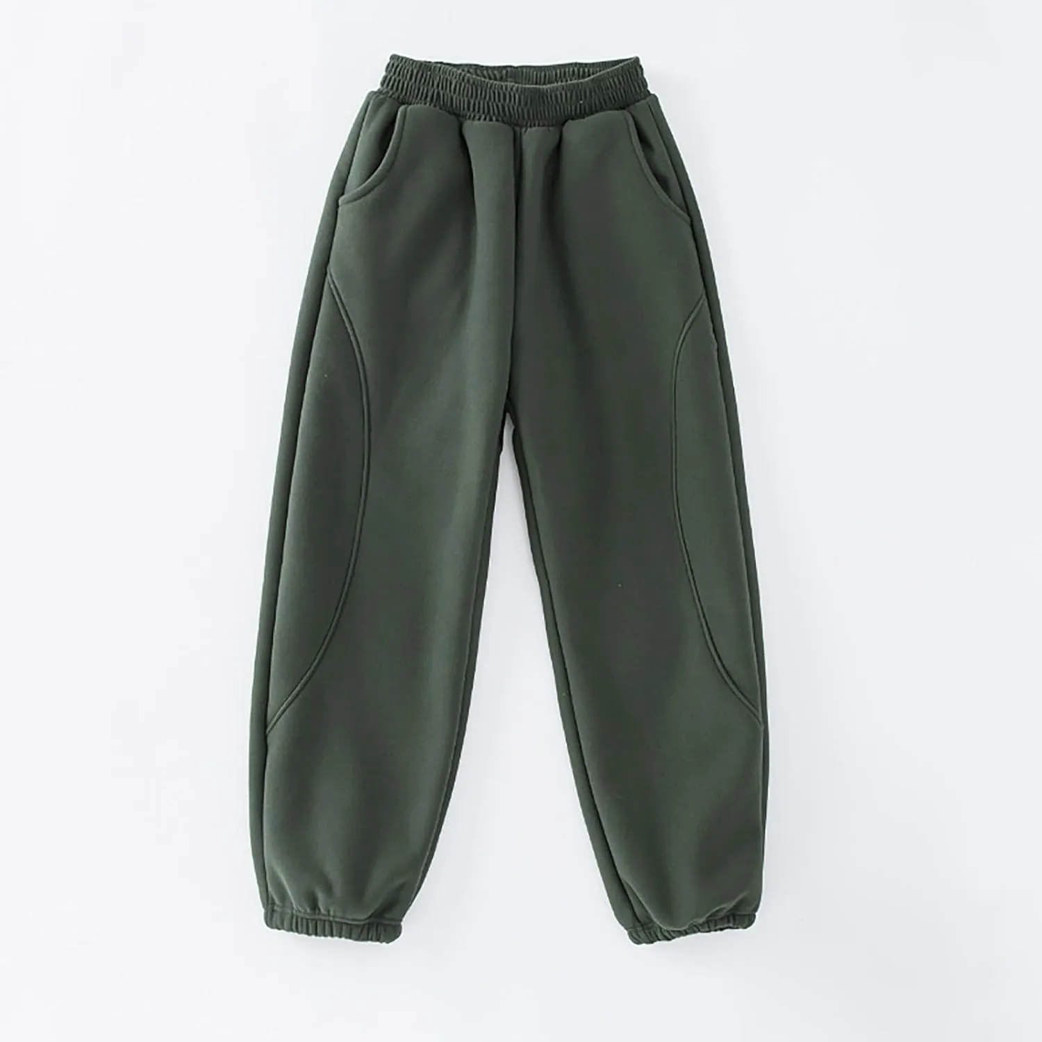 Kids Plain Joggers Winter Warm Pants Classic Elasticated Cuff Bottoms Pants Casual School Trousers for Boys Girl