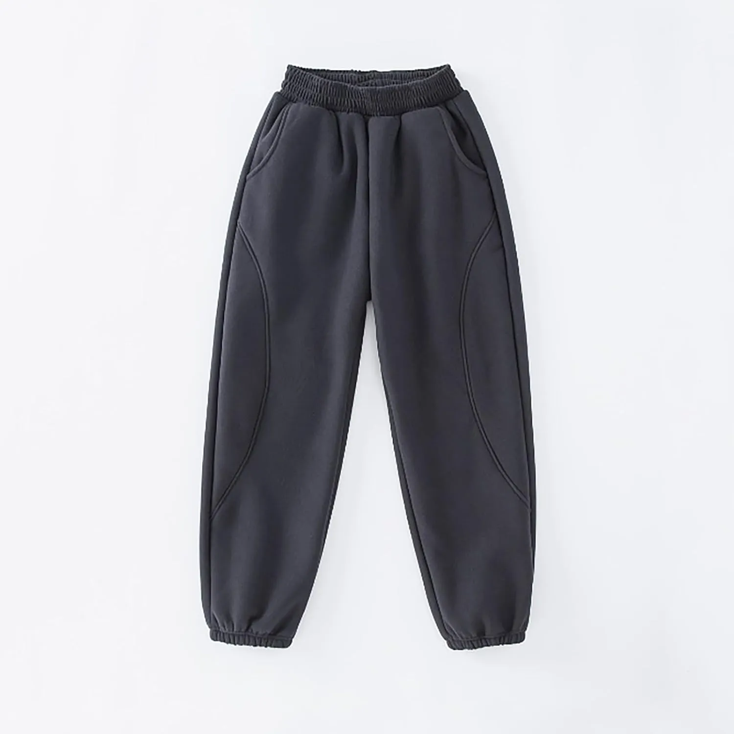 Kids Plain Joggers Winter Warm Pants Classic Elasticated Cuff Bottoms Pants Casual School Trousers for Boys Girl