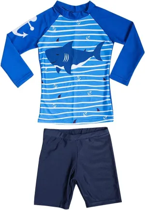 Kids Toddler Boys Two Piece Rash Guard Swimsuits Long Sleeve UV Sun Protection Sun-Suit Swimwear Sets