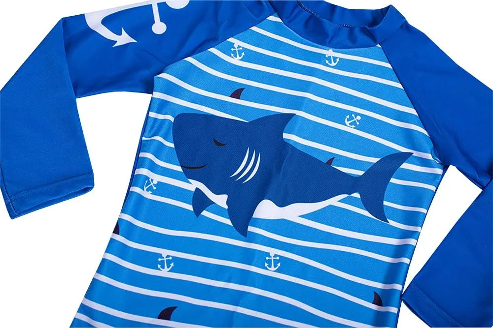 Kids Toddler Boys Two Piece Rash Guard Swimsuits Long Sleeve UV Sun Protection Sun-Suit Swimwear Sets