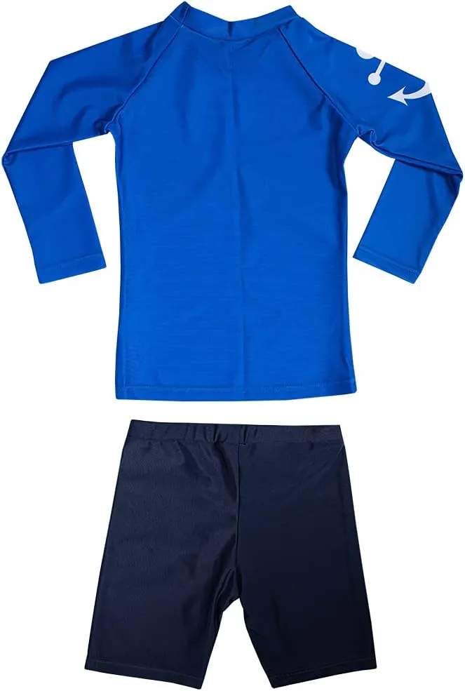 Kids Toddler Boys Two Piece Rash Guard Swimsuits Long Sleeve UV Sun Protection Sun-Suit Swimwear Sets
