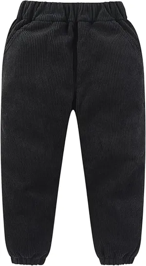 Kids Toddler Sweatpants Corduroy Solid Elastic Waist Jogger Pants with Pockets Boys Girls Fall Winter Bottoms Clothes