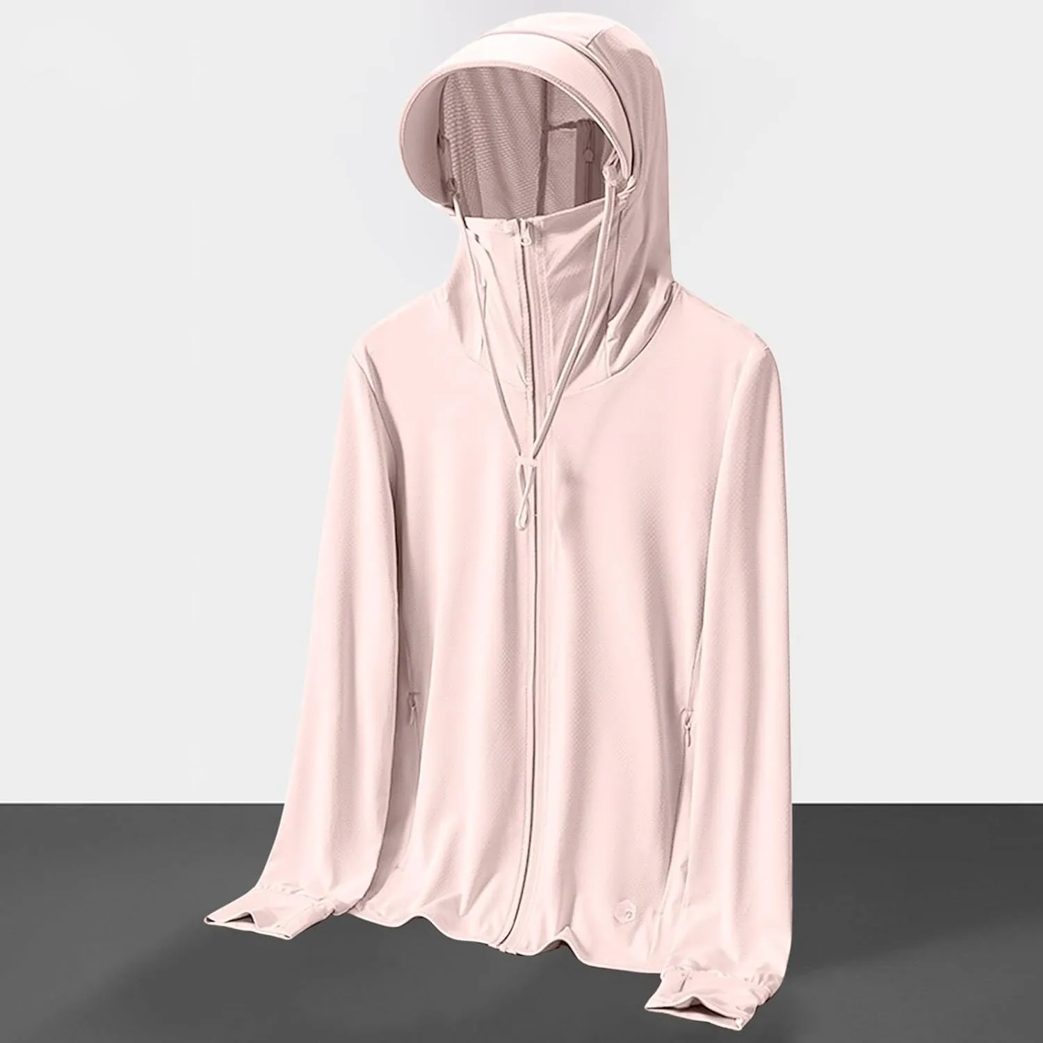 Long Sleeve Sun Protection Hooded Shirt for Women Cooling Plus Size T-Shirts Rash Guard Hiking Jacket with Face Mask