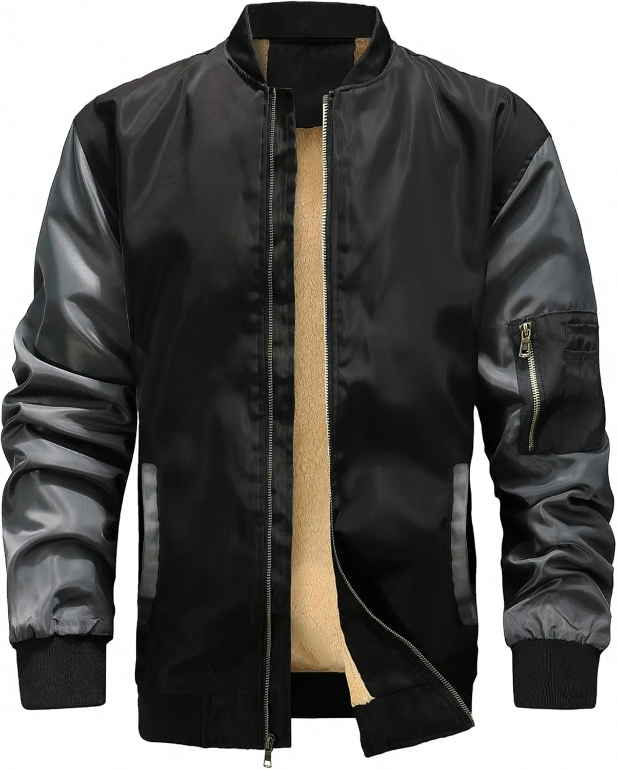 MACHLAB Men's Windproof Bomber Jacket for Men,Fleece Lightweight Track Jackets Sportwear Casual Outerwear