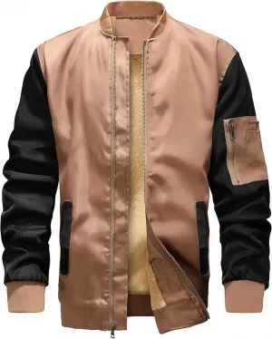 MACHLAB Men's Windproof Bomber Jacket for Men,Fleece Lightweight Track Jackets Sportwear Casual Outerwear