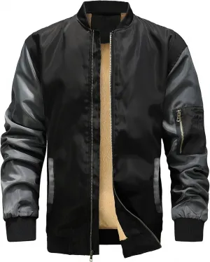 MACHLAB Men's Windproof Bomber Jacket for Men,Fleece Lightweight Track Jackets Sportwear Casual Outerwear