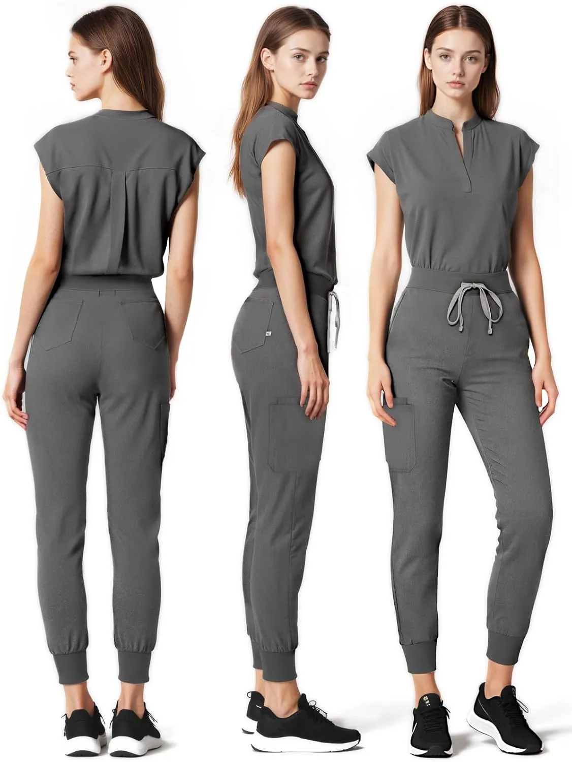 Medical Scrub Pants for Women, Jogger Pants with 6 Pockets, Soft Womens Scrubs Pant Drawstring Mid-Rise Cargo Pants