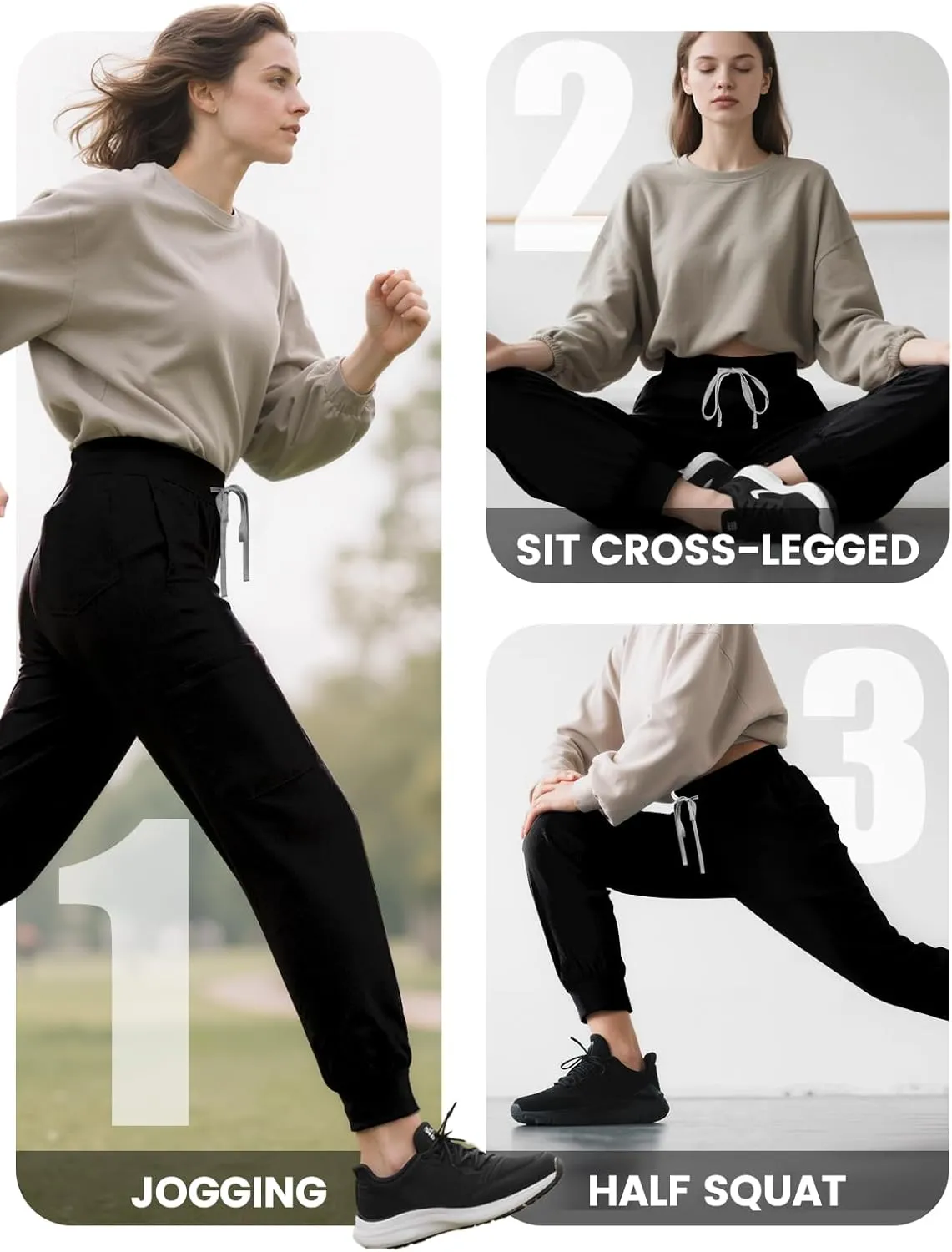 Medical Scrub Pants for Women, Jogger Pants with 6 Pockets, Soft Womens Scrubs Pant Drawstring Mid-Rise Cargo Pants