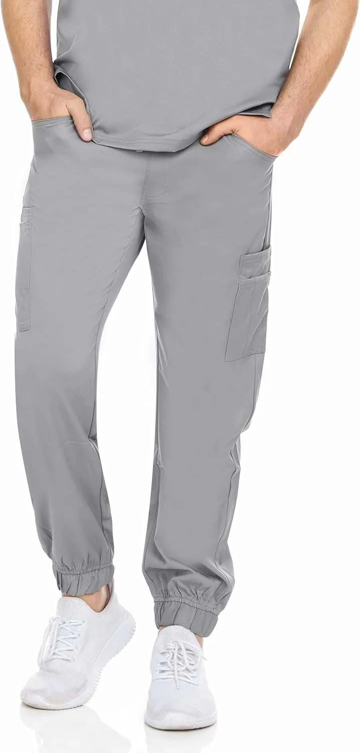 MediChic Men's Stretch Scrub Joggers - 6-Pocket, Comfortable & Durable Medical Pants, Perfect for Healthcare & Nursing