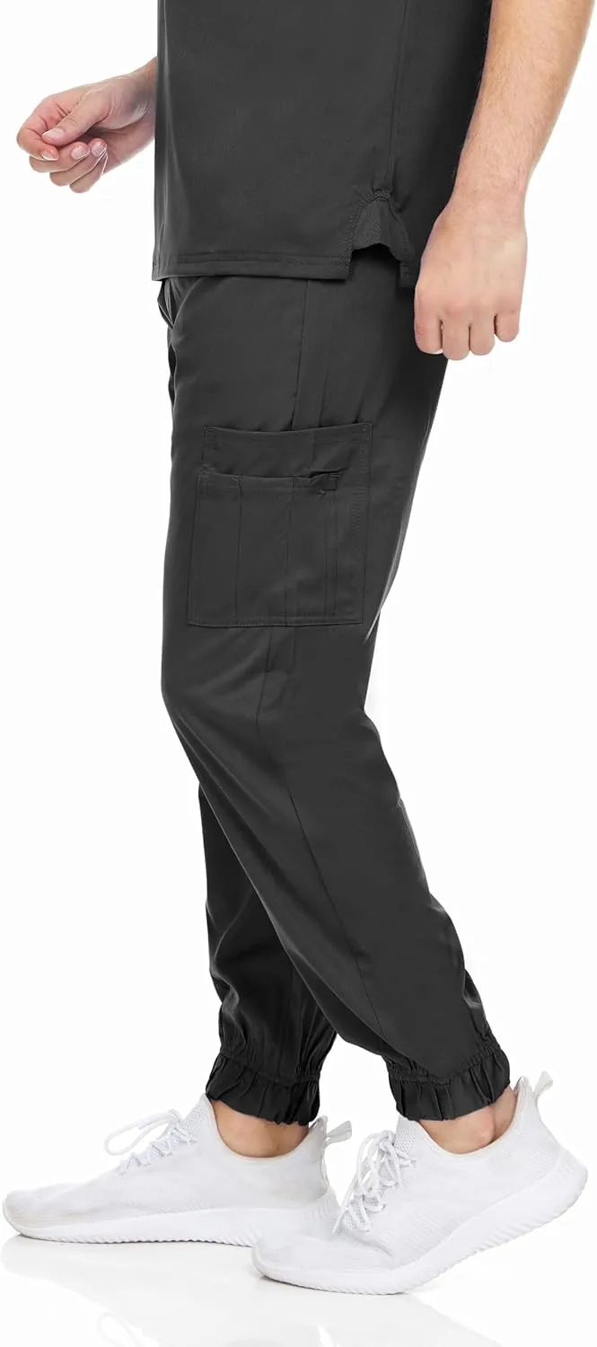 MediChic Men's Stretch Scrub Joggers - 6-Pocket, Comfortable & Durable Medical Pants, Perfect for Healthcare & Nursing