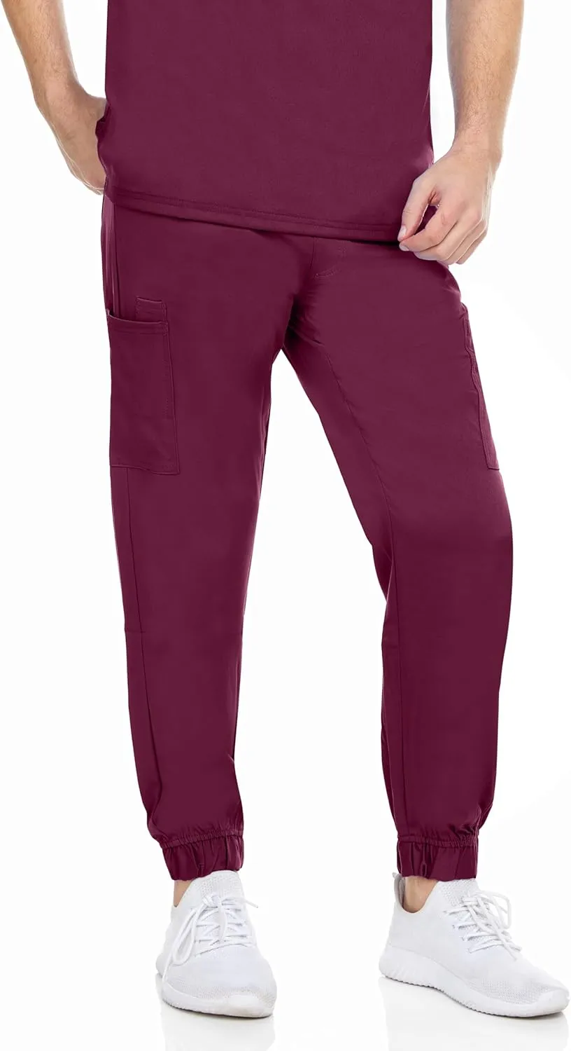MediChic Men's Stretch Scrub Joggers - 6-Pocket, Comfortable & Durable Medical Pants, Perfect for Healthcare & Nursing