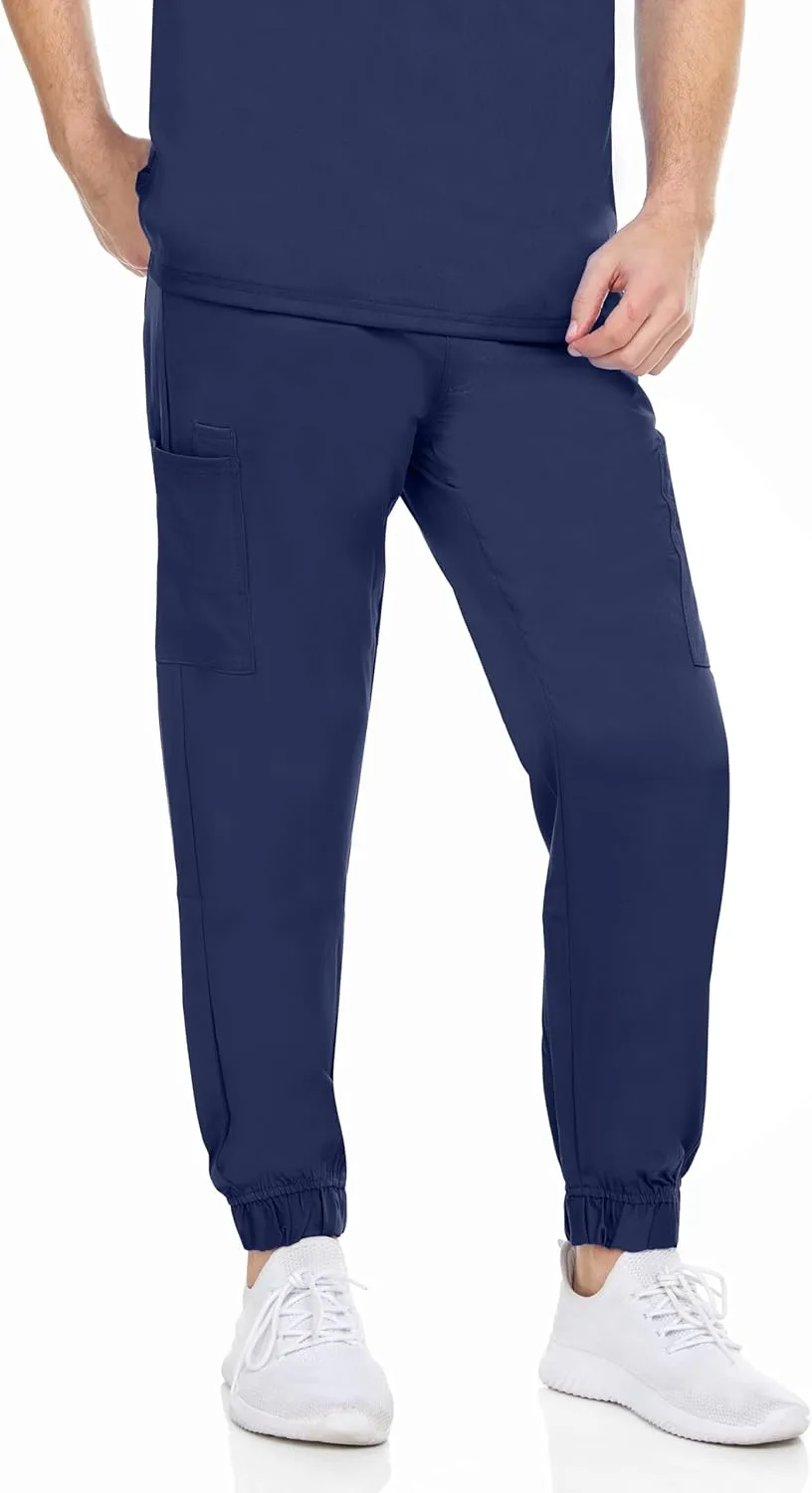 MediChic Men's Stretch Scrub Joggers - 6-Pocket, Comfortable & Durable Medical Pants, Perfect for Healthcare & Nursing
