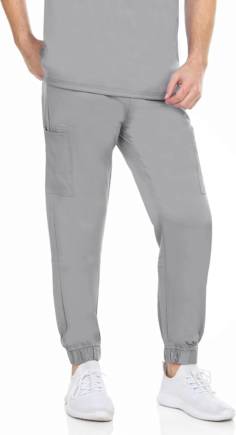 MediChic Men's Stretch Scrub Joggers - 6-Pocket, Comfortable & Durable Medical Pants, Perfect for Healthcare & Nursing
