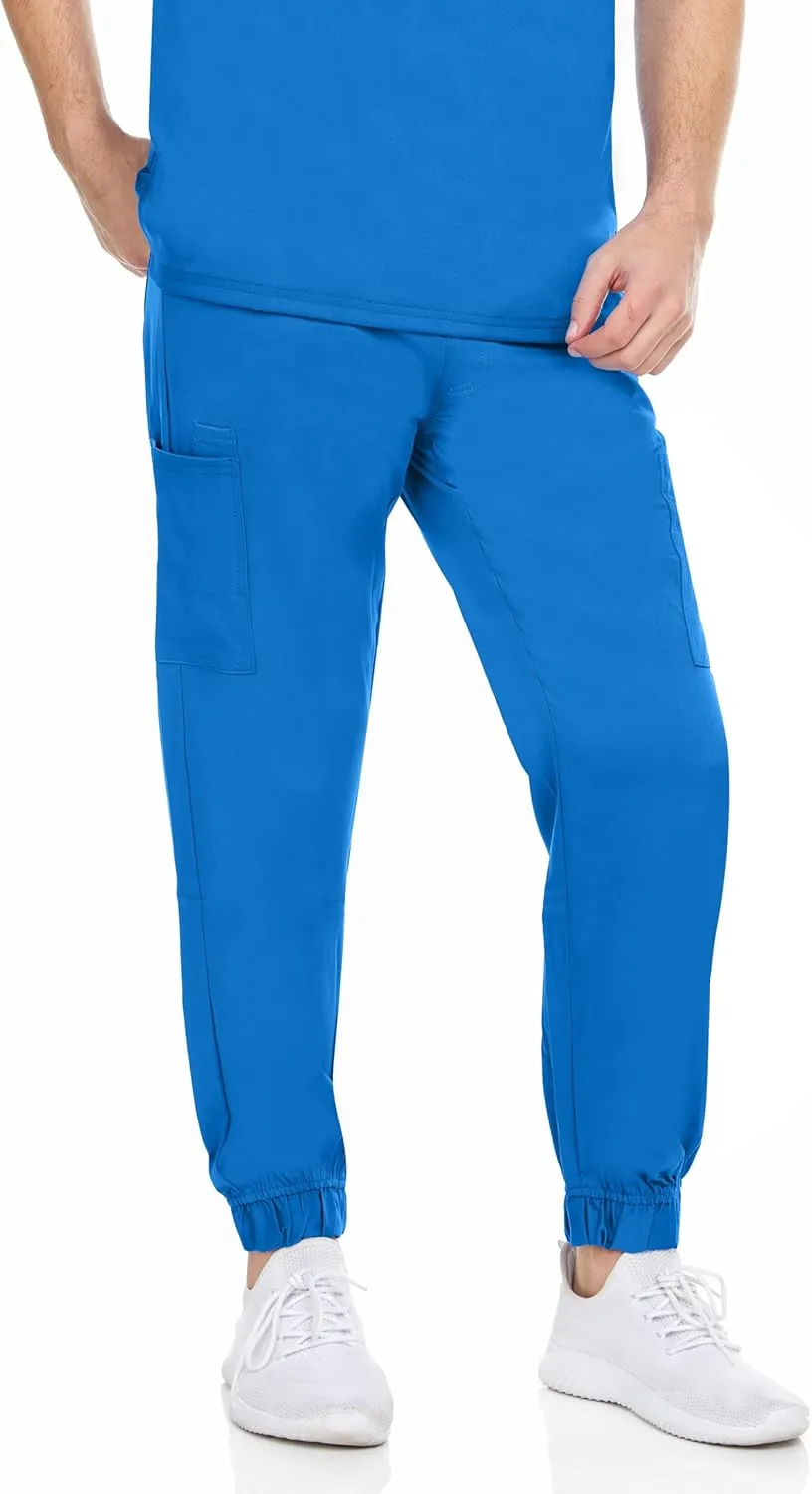 MediChic Men's Stretch Scrub Joggers - 6-Pocket, Comfortable & Durable Medical Pants, Perfect for Healthcare & Nursing
