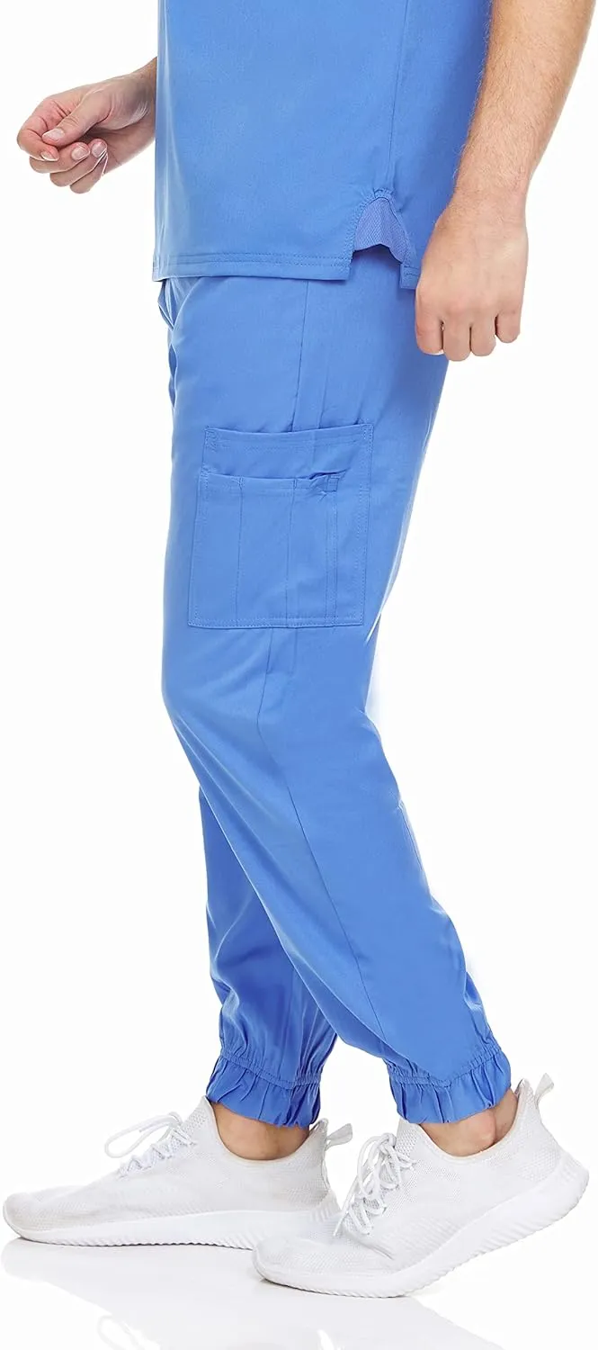MediChic Men's Stretch Scrub Joggers - 6-Pocket, Comfortable & Durable Medical Pants, Perfect for Healthcare & Nursing