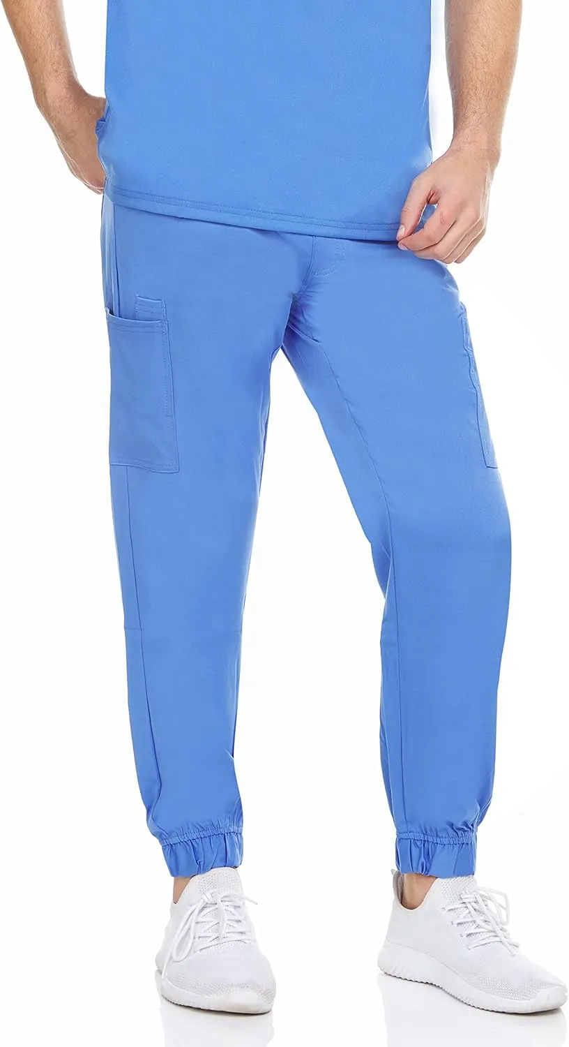 MediChic Men's Stretch Scrub Joggers - 6-Pocket, Comfortable & Durable Medical Pants, Perfect for Healthcare & Nursing