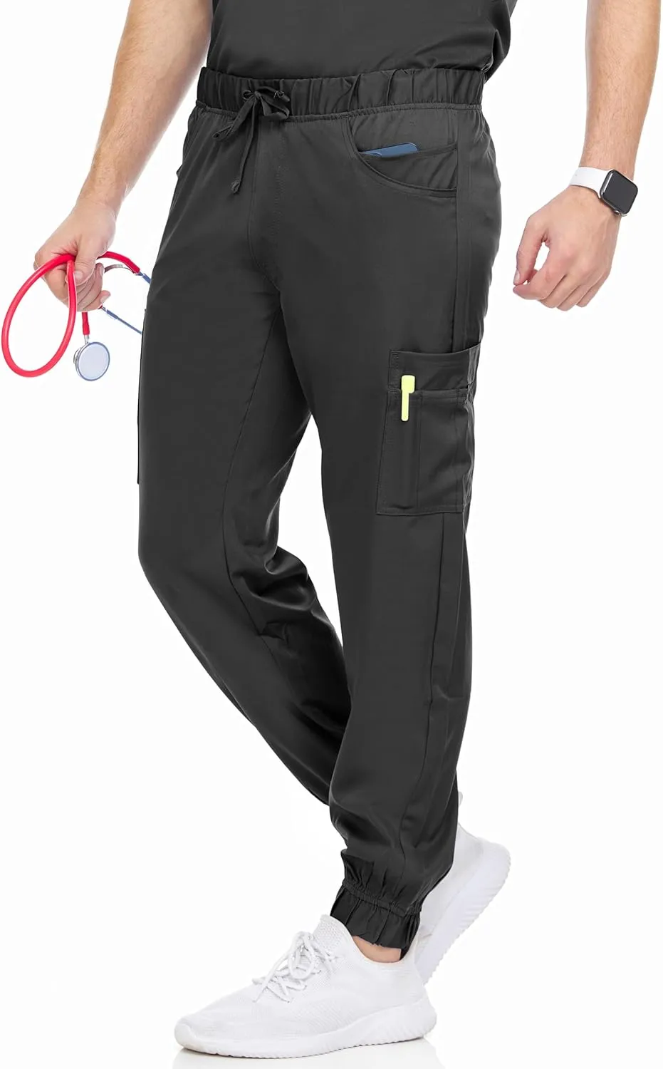 MediChic Men's Stretch Scrub Joggers - 6-Pocket, Comfortable & Durable Medical Pants, Perfect for Healthcare & Nursing