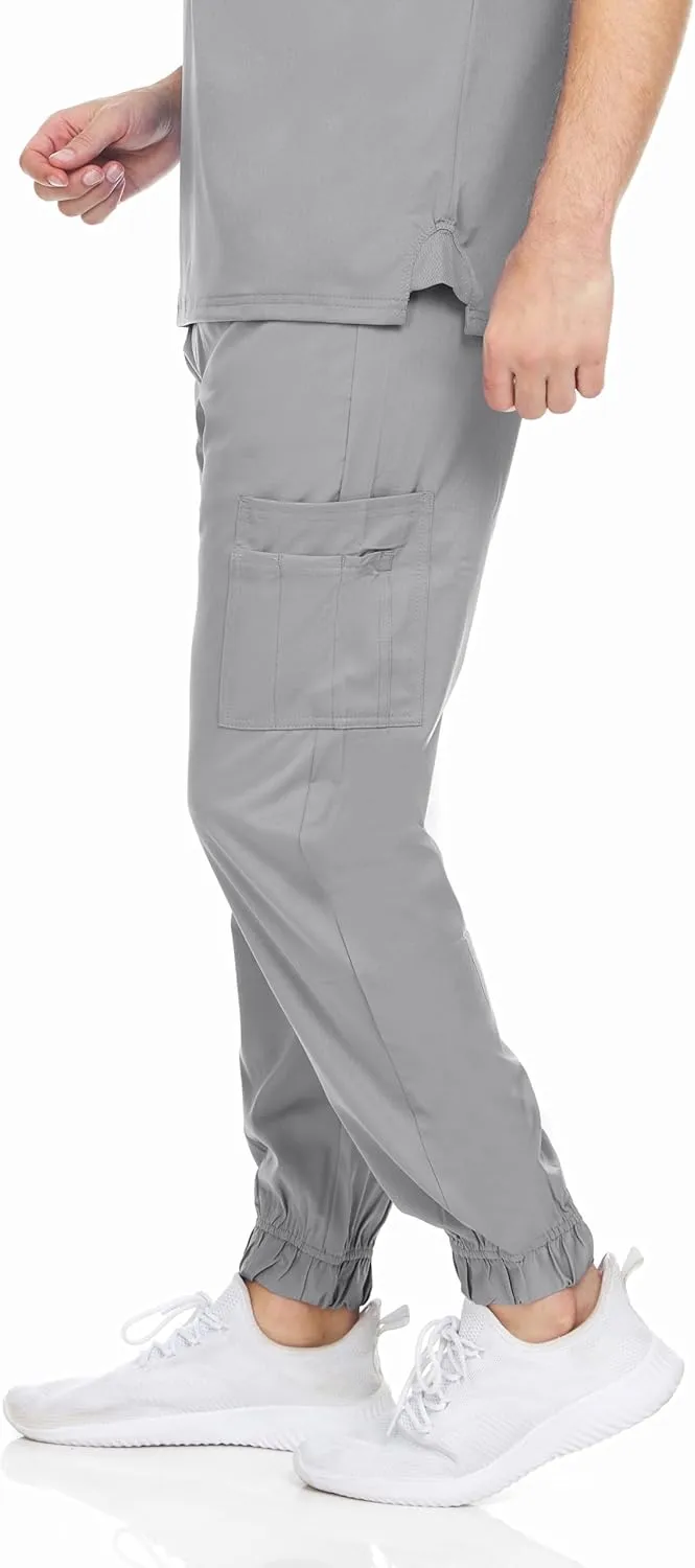 MediChic Men's Stretch Scrub Joggers - 6-Pocket, Comfortable & Durable Medical Pants, Perfect for Healthcare & Nursing