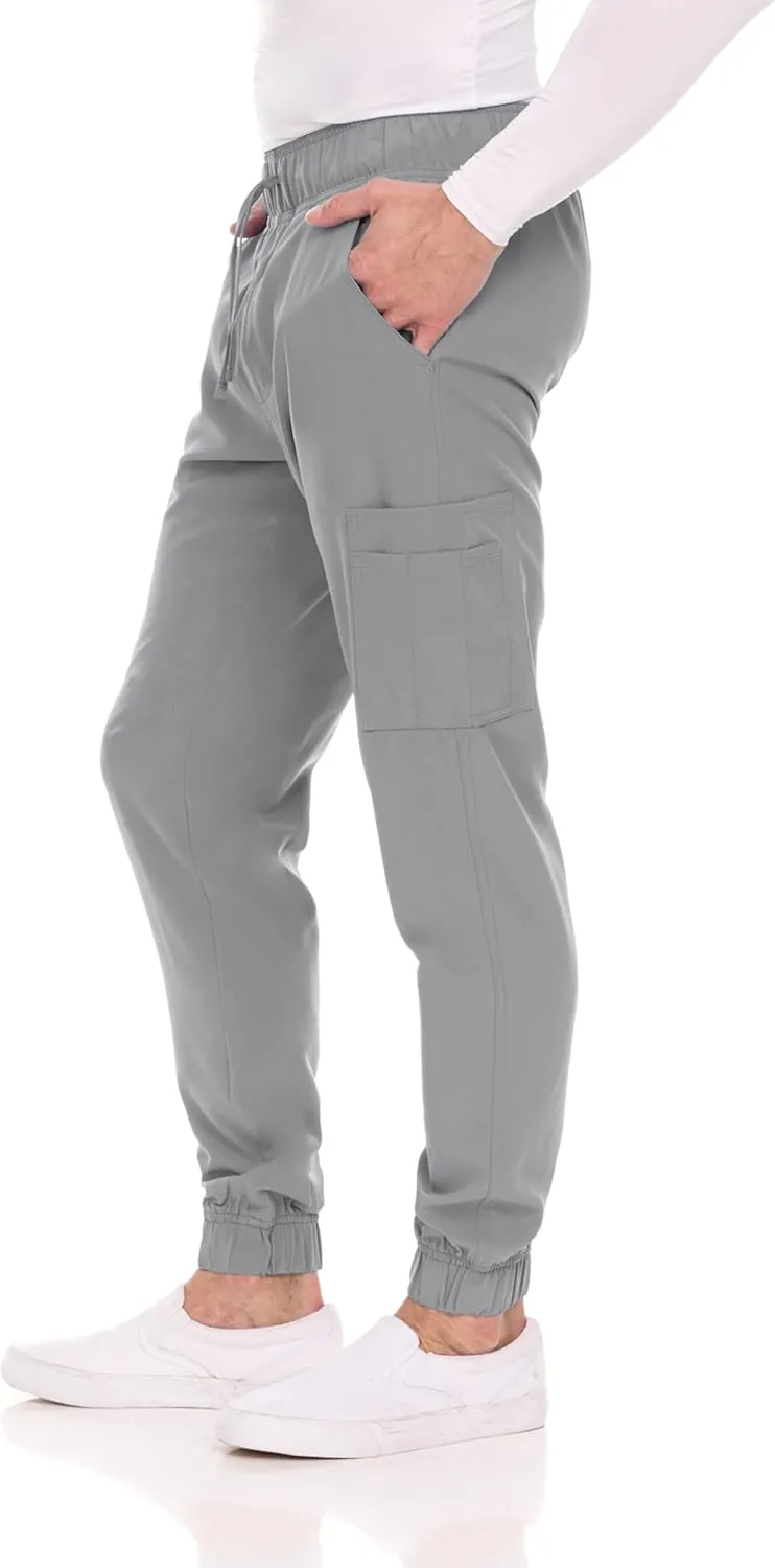 MediChic Men's Stretch Scrub Joggers - 6-Pocket, Comfortable & Durable Medical Pants, Perfect for Healthcare & Nursing