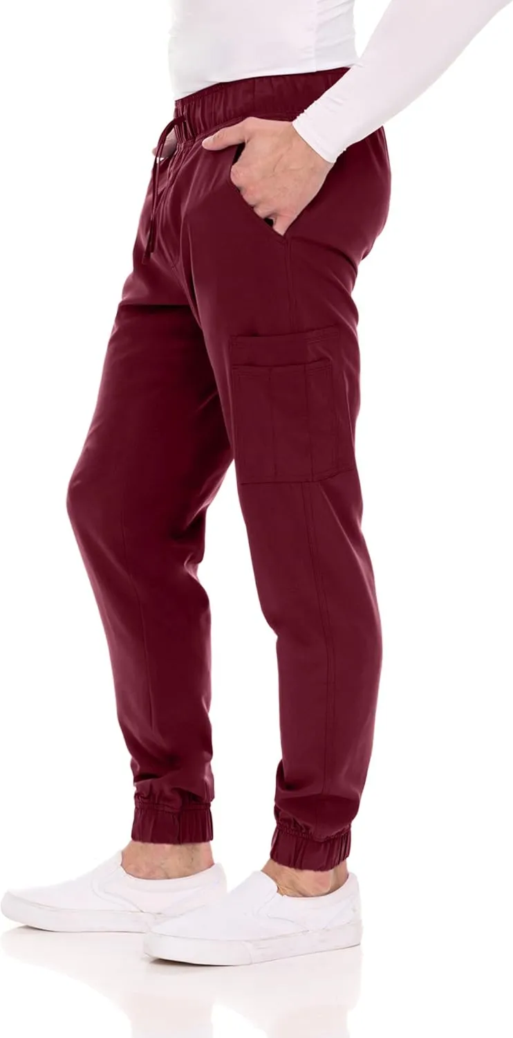 MediChic Men's Stretch Scrub Joggers - 6-Pocket, Comfortable & Durable Medical Pants, Perfect for Healthcare & Nursing