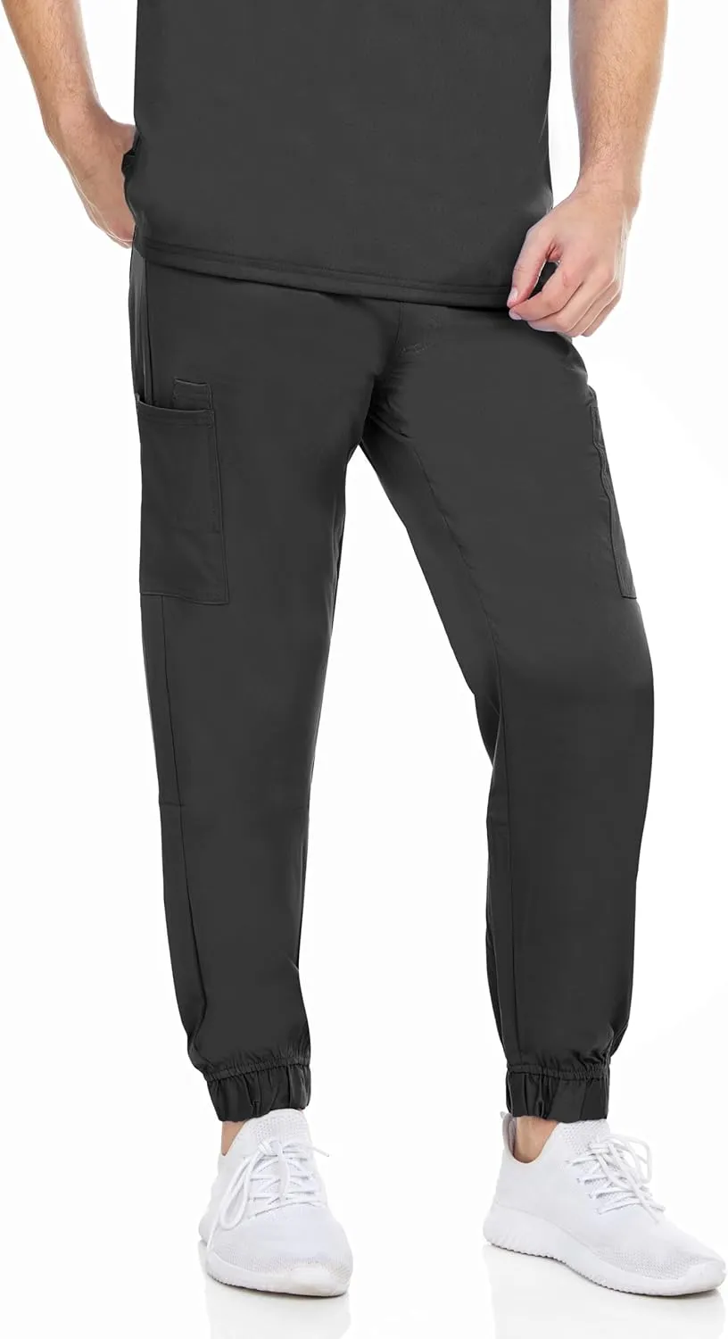 MediChic Men's Stretch Scrub Joggers - 6-Pocket, Comfortable & Durable Medical Pants, Perfect for Healthcare & Nursing