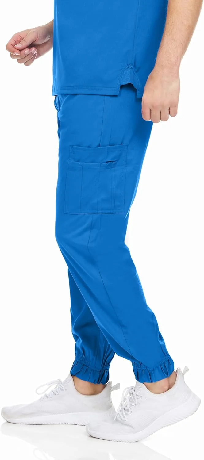 MediChic Men's Stretch Scrub Joggers - 6-Pocket, Comfortable & Durable Medical Pants, Perfect for Healthcare & Nursing