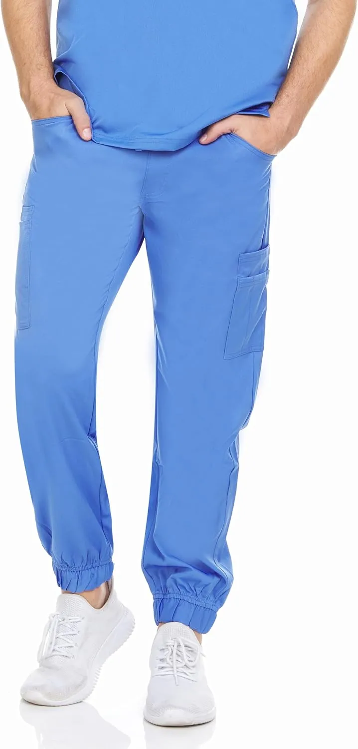 MediChic Men's Stretch Scrub Joggers - 6-Pocket, Comfortable & Durable Medical Pants, Perfect for Healthcare & Nursing