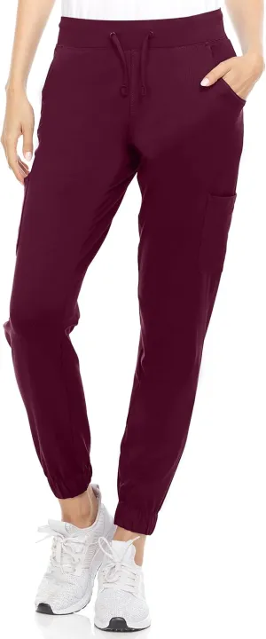 MediChic Women's Scrubs Mid Rise Six Pocket Joggers Yoga Scrub Pant Nurses for Work