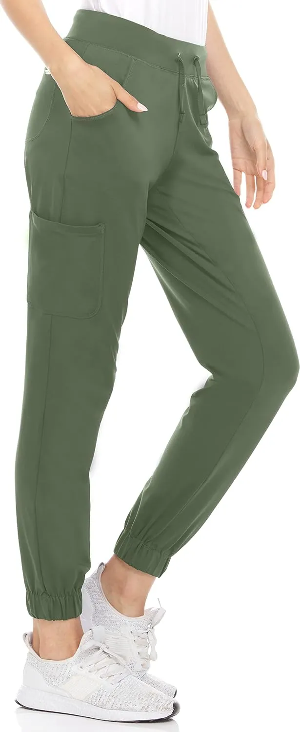 MediChic Women's Scrubs Mid Rise Six Pocket Joggers Yoga Scrub Pant Nurses for Work