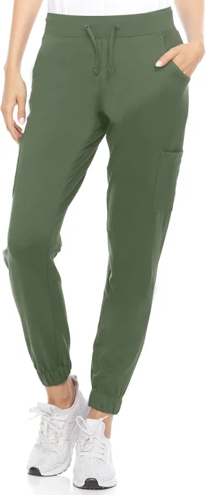 MediChic Women's Scrubs Mid Rise Six Pocket Joggers Yoga Scrub Pant Nurses for Work