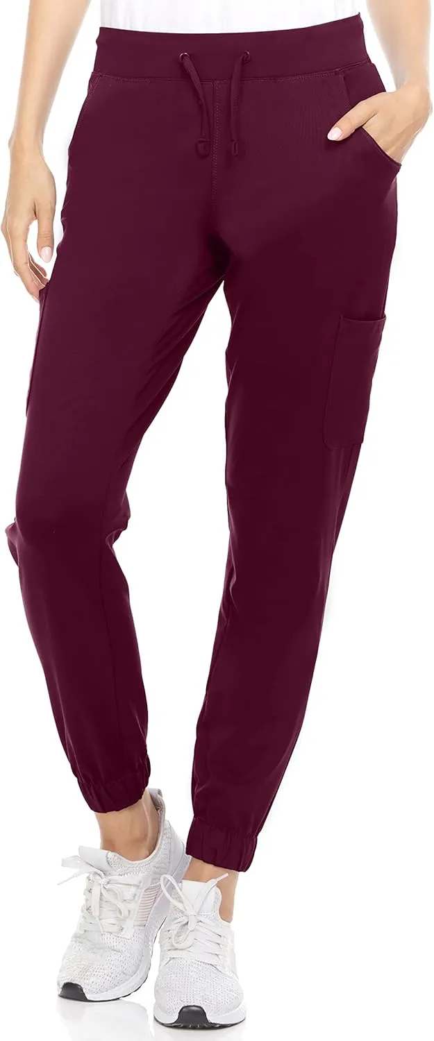 MediChic Women's Scrubs Mid Rise Six Pocket Joggers Yoga Scrub Pant Nurses for Work