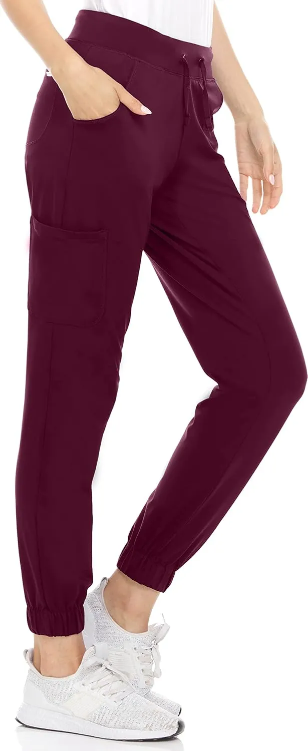 MediChic Women's Scrubs Mid Rise Six Pocket Joggers Yoga Scrub Pant Nurses for Work